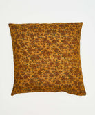 orange & sage green floral throw pillow made from recycled cotton saris in India by women artisans