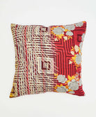 boho throw pillow in red square & circle patterned reversible