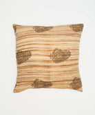 tan & beige striped paisley square pillow with brass-tone YKK zipper