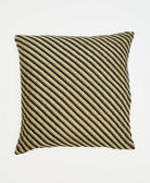 black & tan diagonal stripe square pillow made by artisans in India from vintage saris