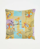 sage, lilac & sky blue geometric throw pillow made from eco-friendly vintage cotton fabrics