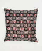 black and grey checkered cotton throw pillow by Anchal