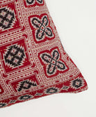 hand-embroidered square pillow with reversible sides made from vintage cotton saris by Anchal artisans