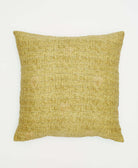 yellow-green and light tan subtle abstract print square throw pillow handmade in India