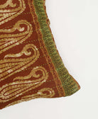 hand-embroidered cotton square throw pillow made from upcycled vintage cotton saris in India