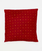 colorful red throw pillow featuring traditional kantha hand stitching 