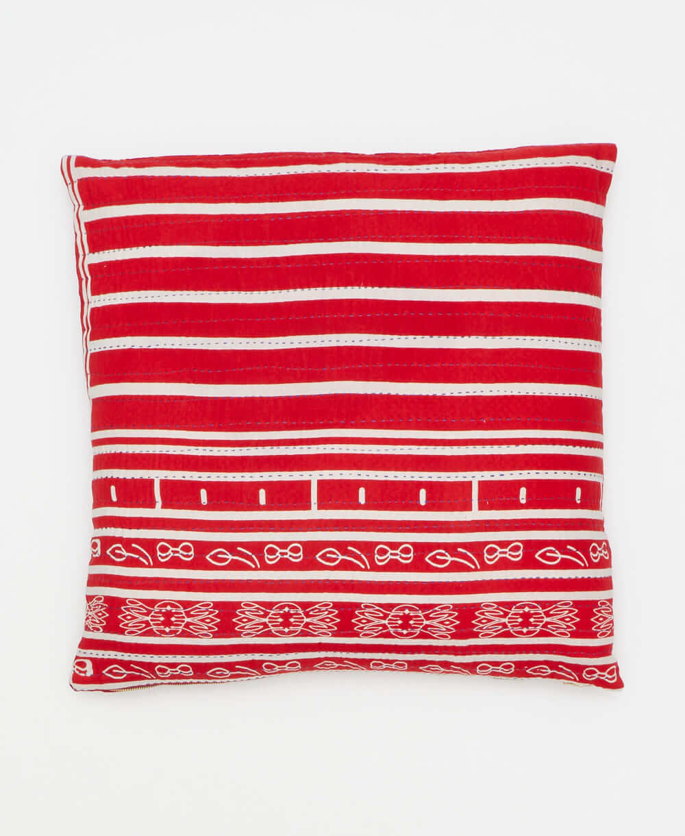 deep red throw pillow hand crafted by artisans in india 