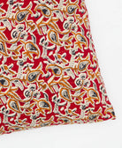 square pillow ehtically crafted from red upcycled vintage saris 