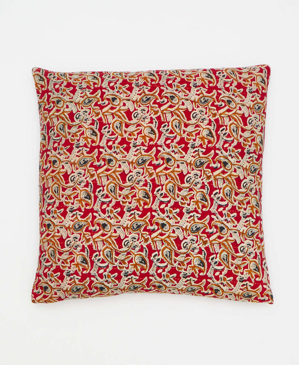 red graphic paisley throw pillow created by women 