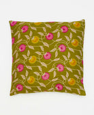 moss green throw pillow ethically crafted by women artisans 