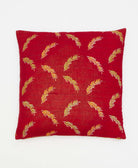 red throw pillow hand crafted by artisans in india 