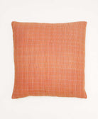 colorful throw pillow in pale yellow made from vintage fabrics with hand-stitched embroidery in orange & olive stripe print