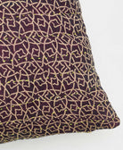 navy & tan geometric vintage throw pillow made from sustainable fabrics with neon green embroidery