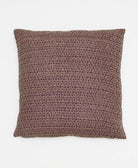 purple & tan geometric square pillow with green kantha embroidery with removable down feather pillow insert