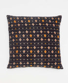 black & yellow diamond vintage throw pillow made from sustainable fabrics with white embroidery