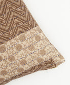 sandy beige & brown square pillow with floral pattern