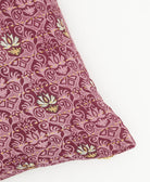 light purple square pillow with damask pattern