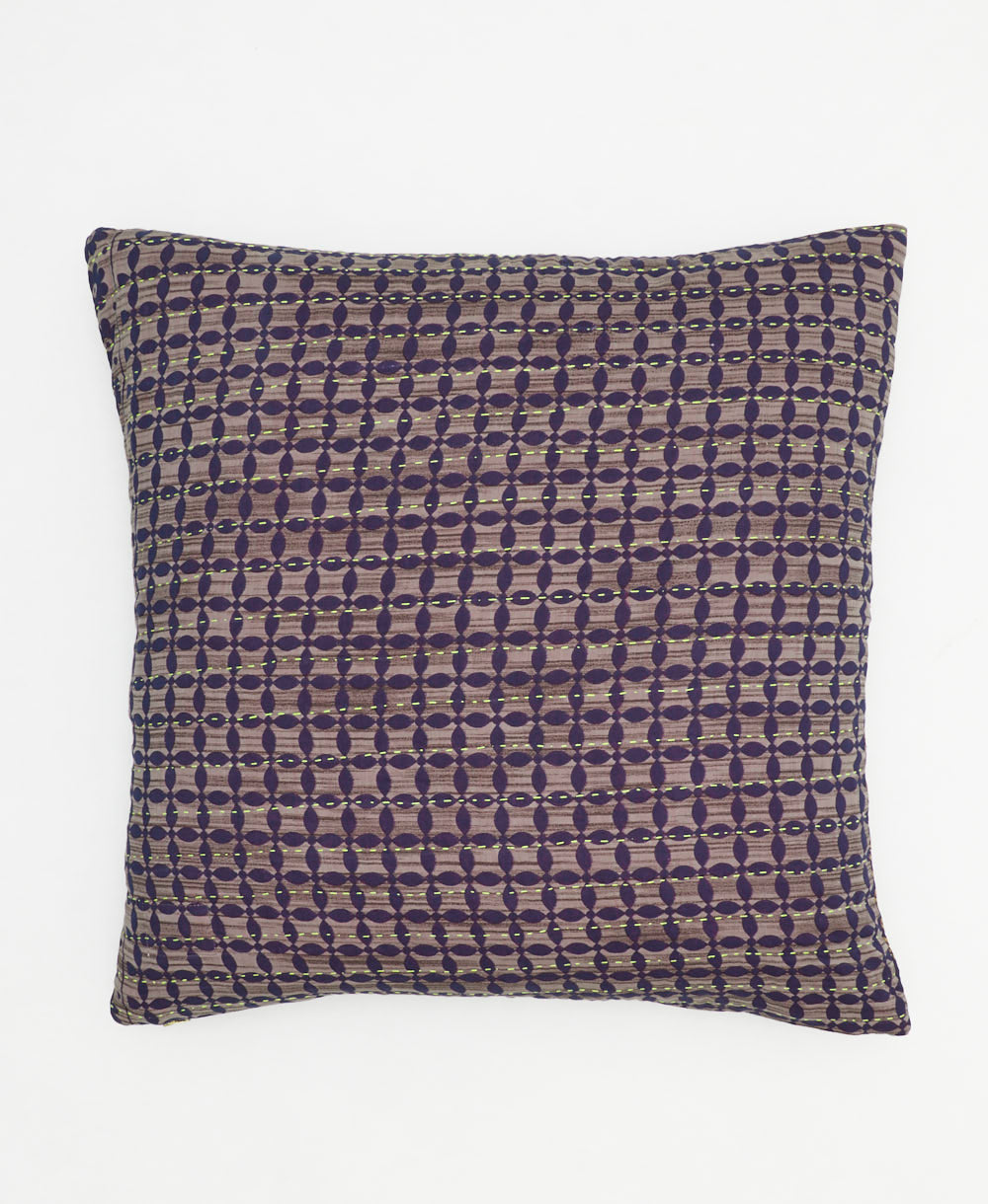 colorful throw pillow in eggplant purple & gray retro design