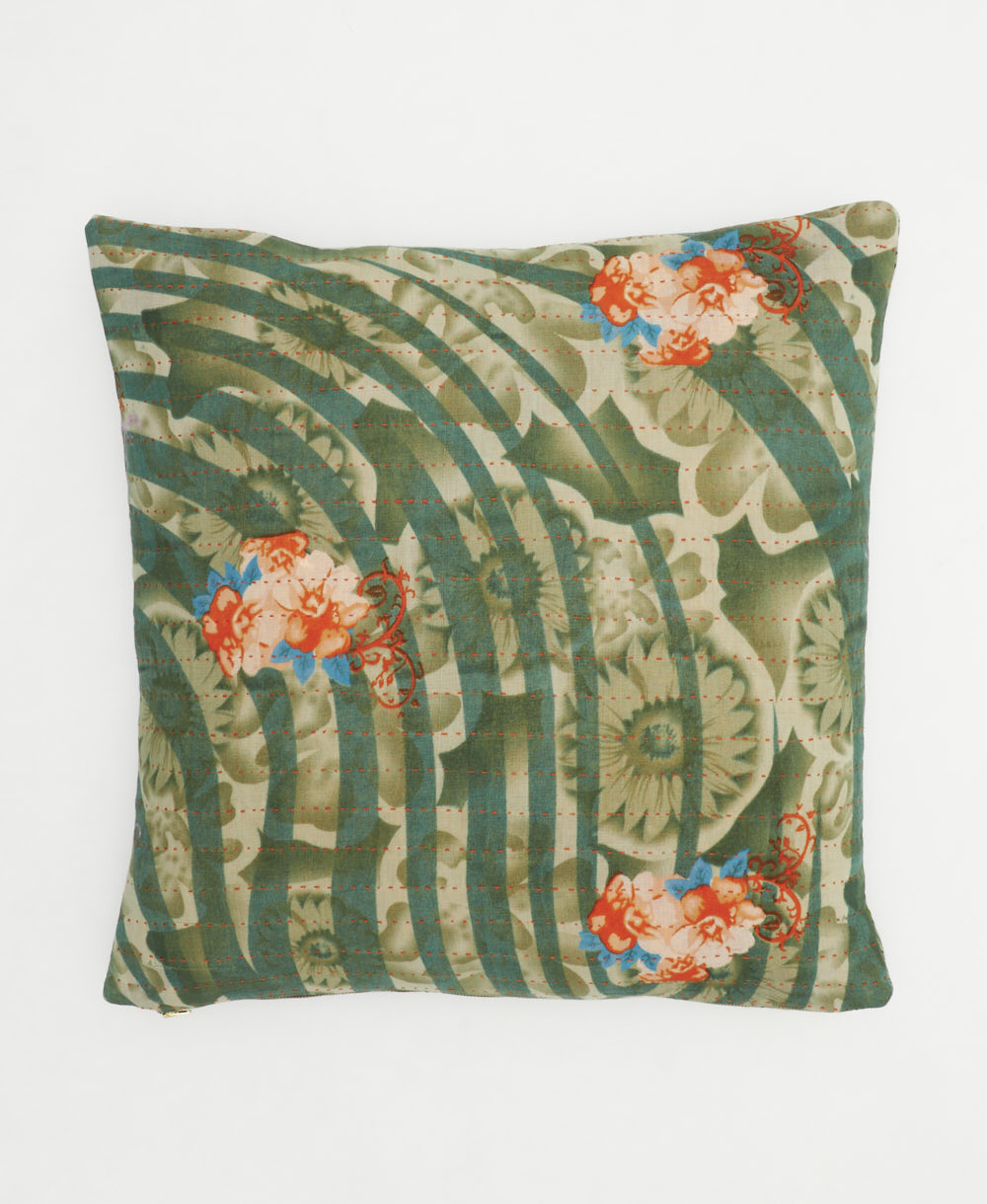 colorful throw pillow in sage green & olive green