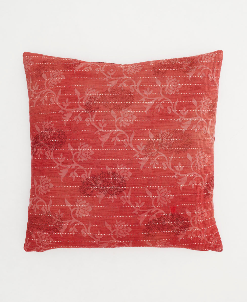 colorful throw pillow in coral-red & light pink chevron