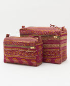 toiletry bag set of 2 made from eco-friendly upcyled vintage fabrics by women in India