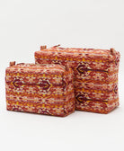 cosmetic bag set in unique print handmade using repurposed vintage cotton fabrics