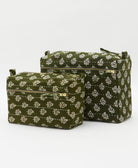 toiletry bag set of 2 made from eco-friendly upcyled vintage fabrics by women in India