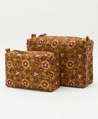 cosmetic bag set in unique print handmade using repurposed vintage cotton fabrics