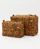 toiletry bag set of 2 made from eco-friendly upcyled vintage fabrics by women in India