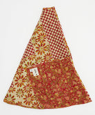 brick red & sand holiday tree skirt made from vintage cotton saris featuring a polka dot & floral pattern