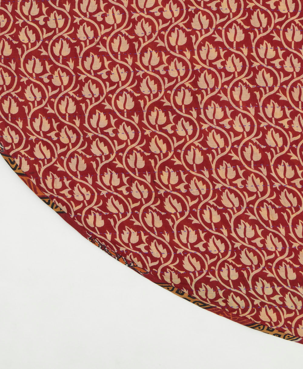 reversible tree skirt made with kantha stitching