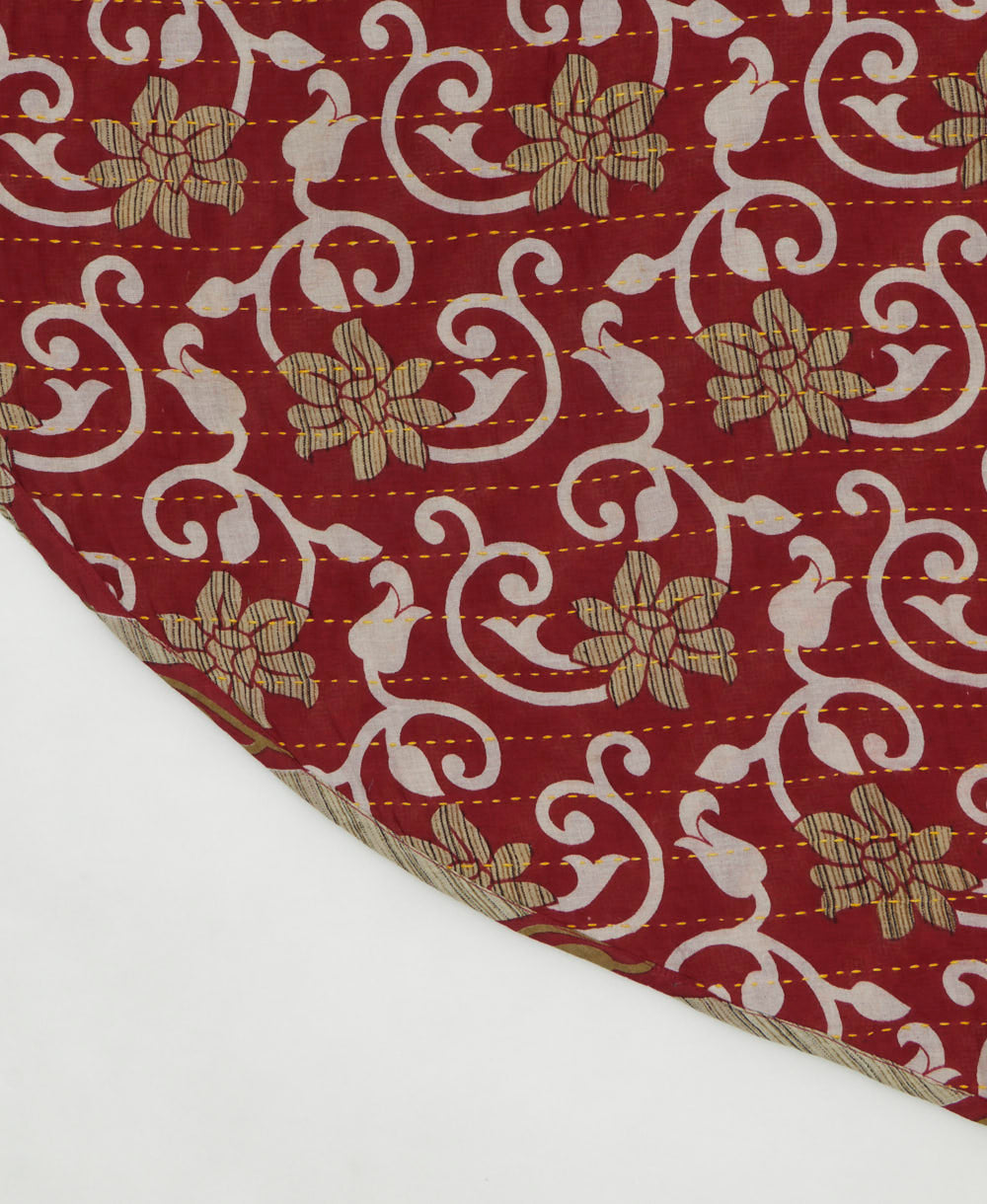 reversible tree skirt made with kantha stitching