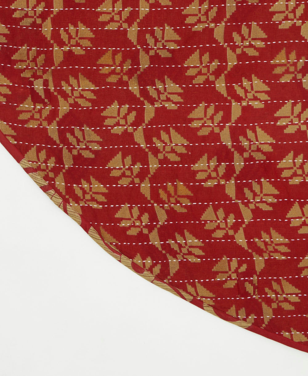 reversible tree skirt made with kantha stitching