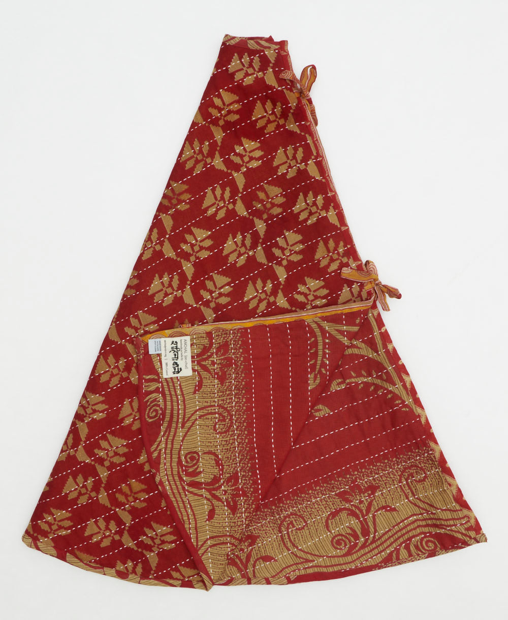 holiday tree skirt made from vintage cotton saris