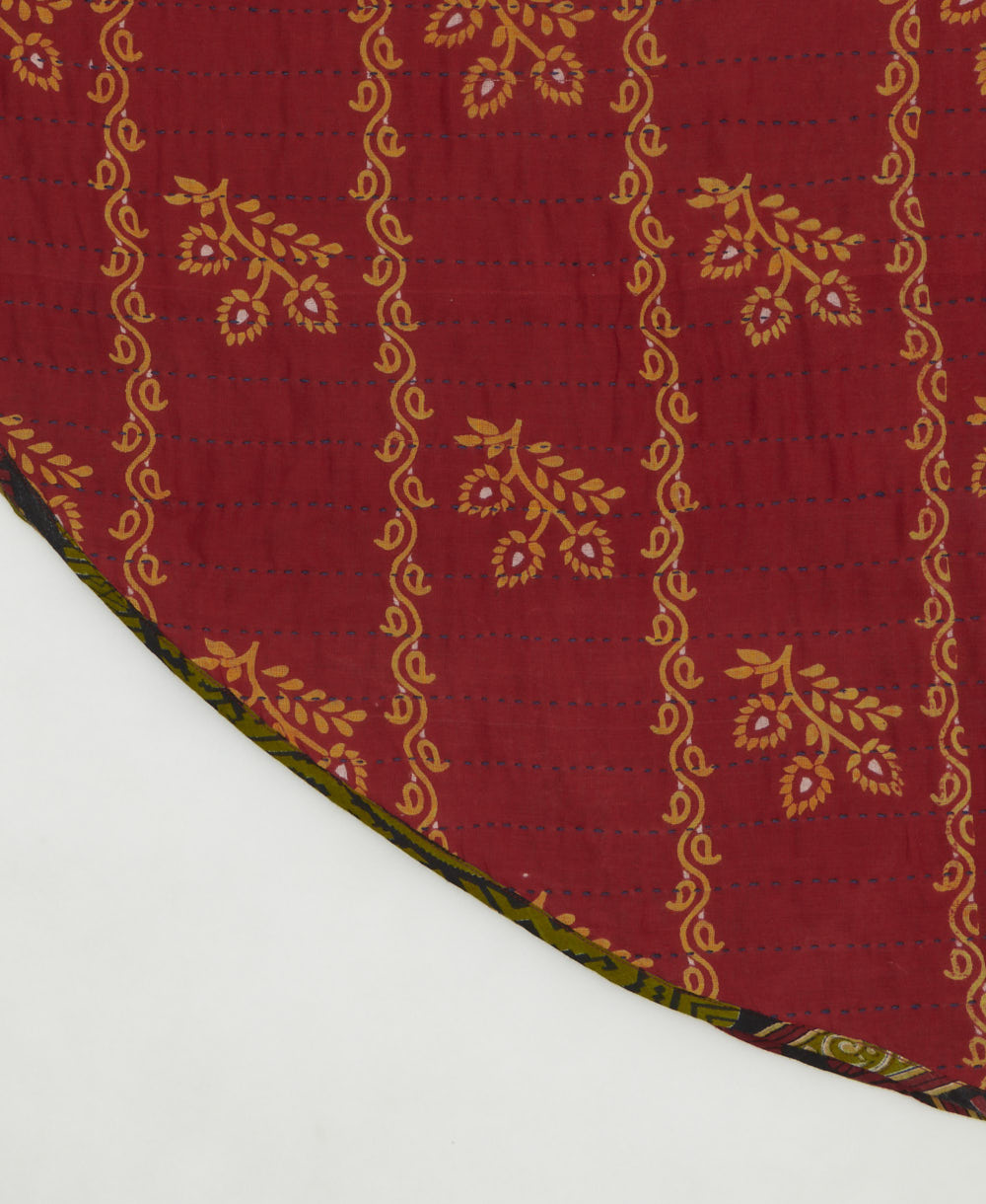 reversible tree skirt made with kantha stitching