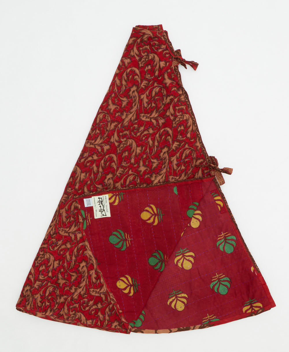 holiday tree skirt made from vintage cotton saris