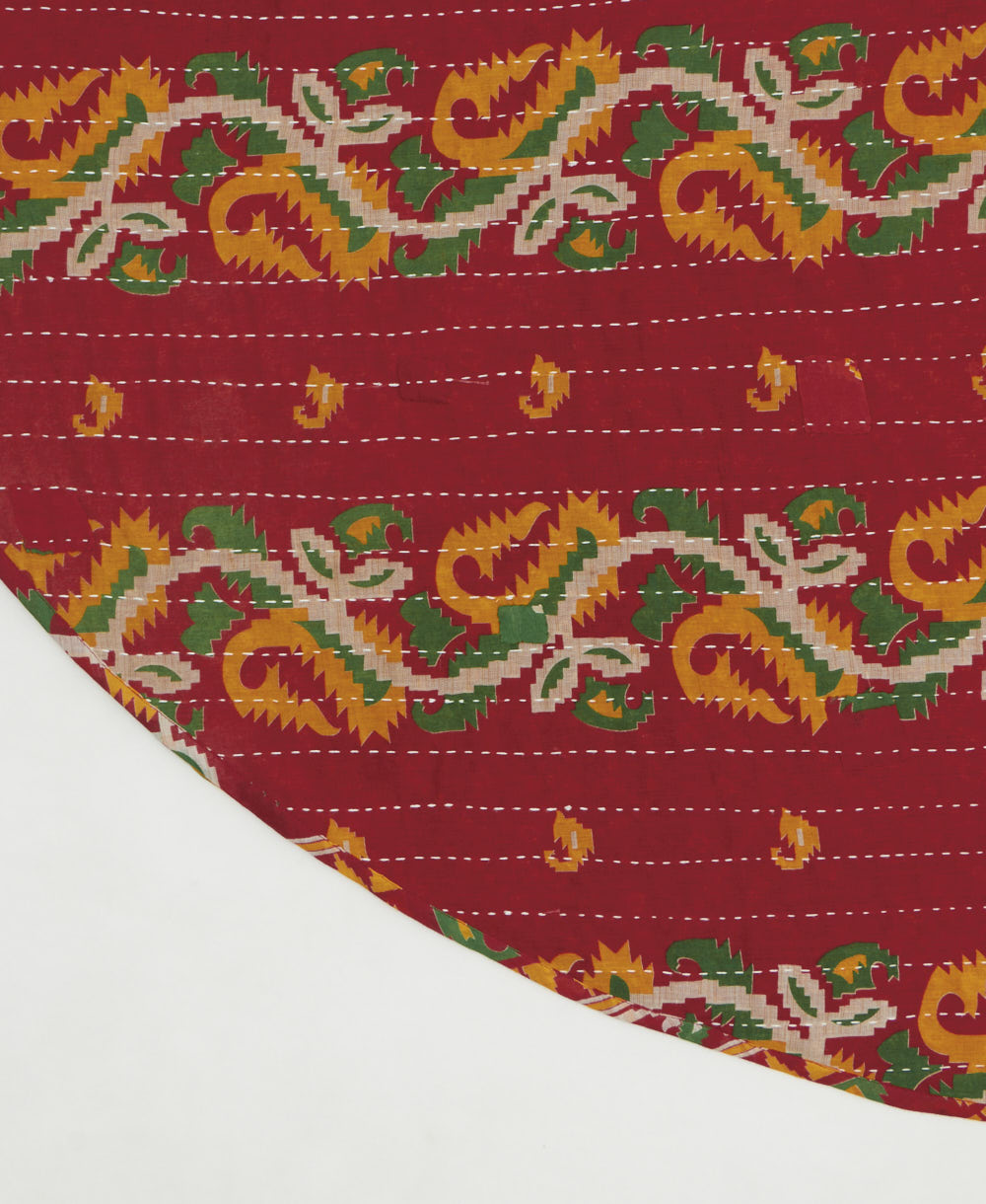 reversible tree skirt made with kantha stitching