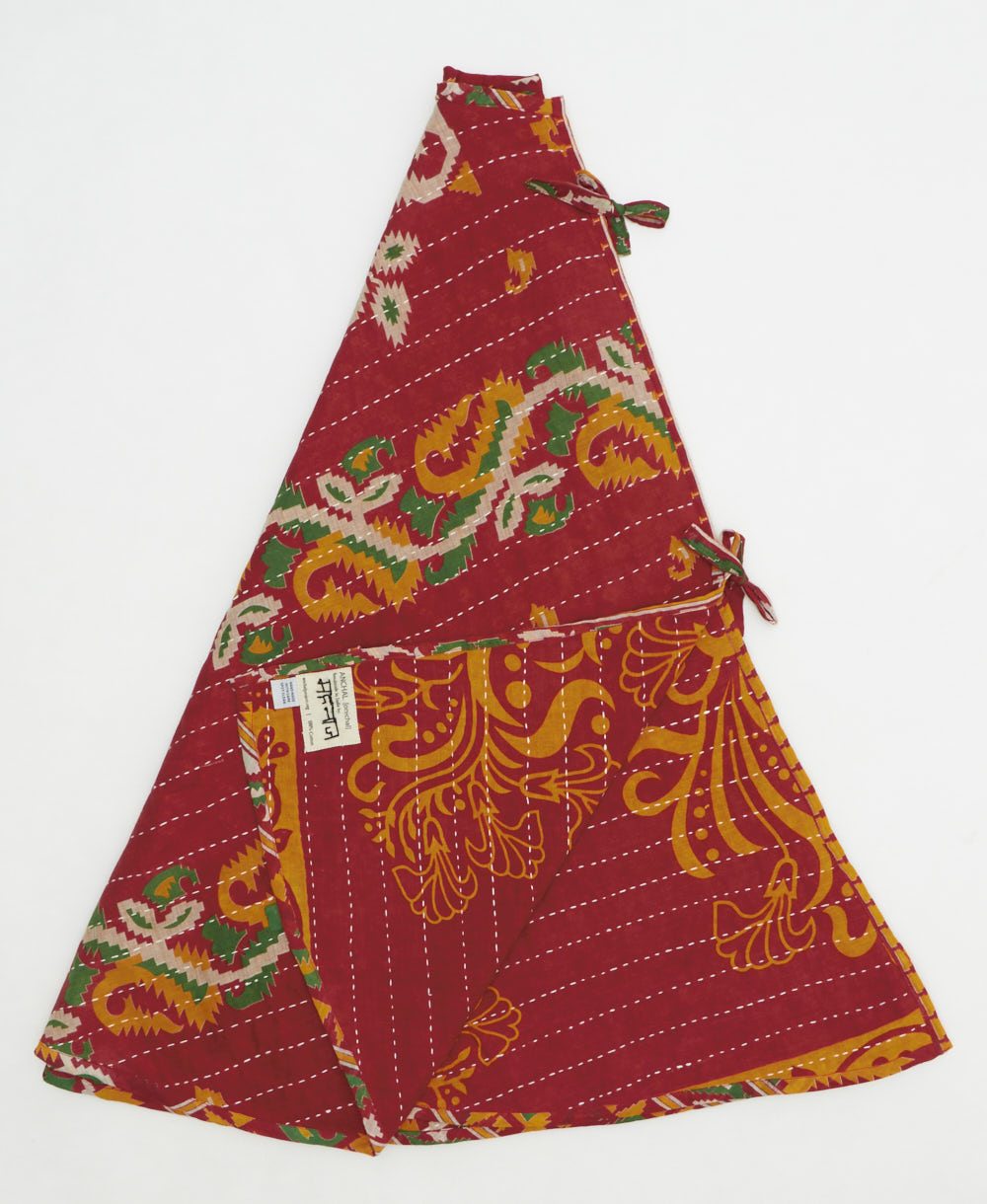 holiday tree skirt made from vintage cotton saris