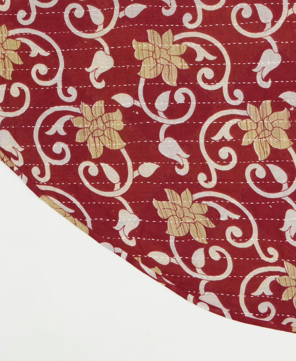 reversible tree skirt made with kantha stitching