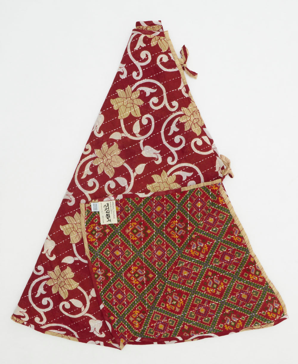 holiday tree skirt made from vintage cotton saris