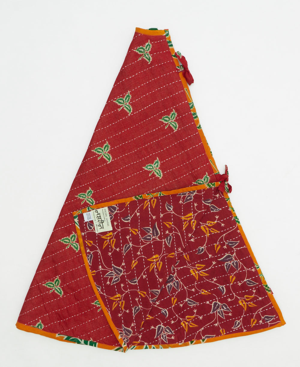 holiday tree skirt made from vintage cotton saris