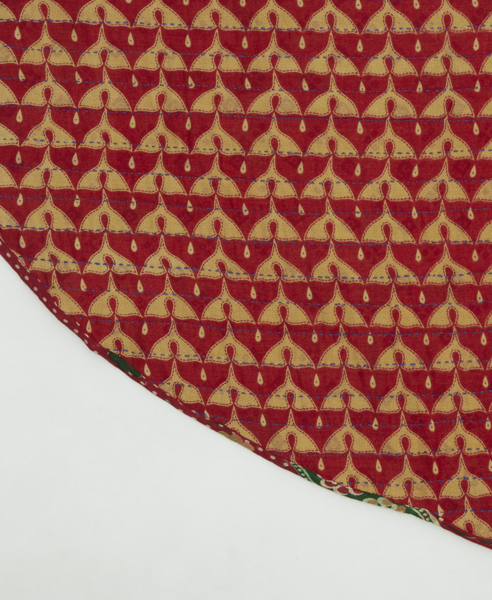 reversible tree skirt made with kantha stitching