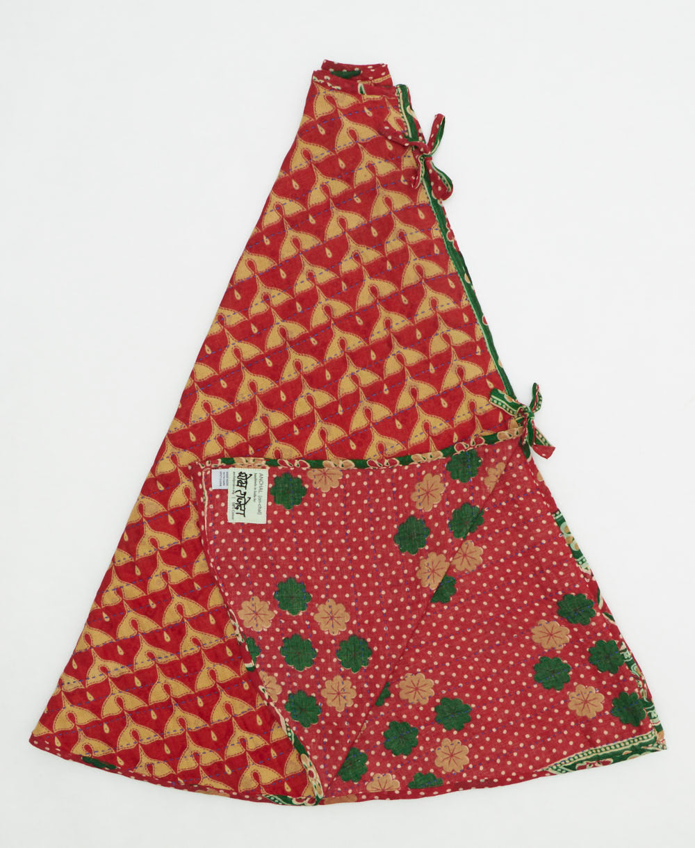 holiday tree skirt made from vintage cotton saris