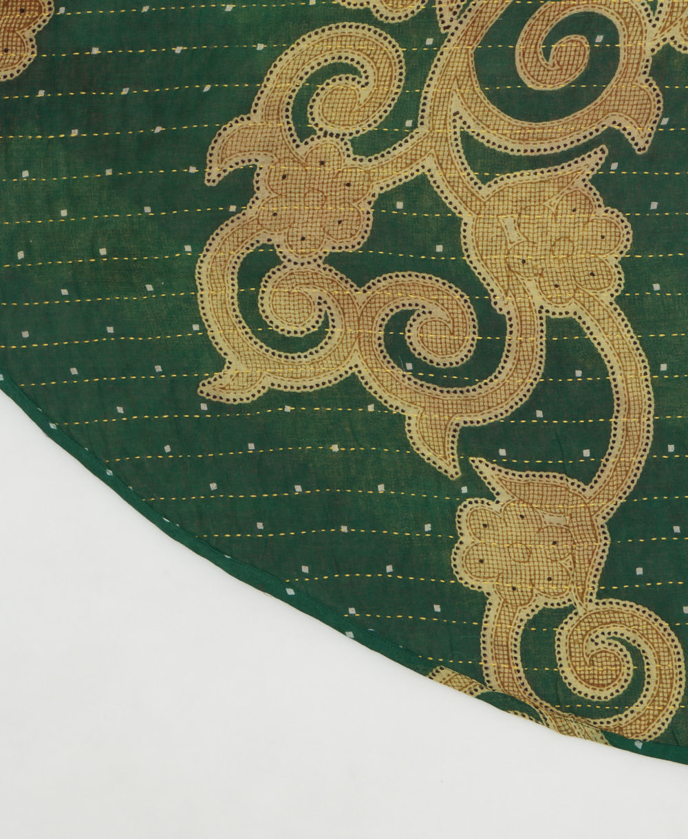 reversible tree skirt made with kantha stitching