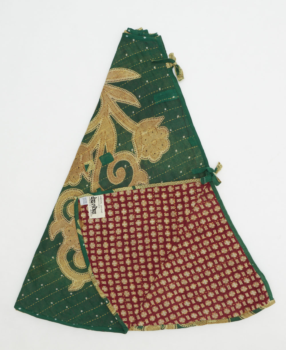 holiday tree skirt made from vintage cotton saris