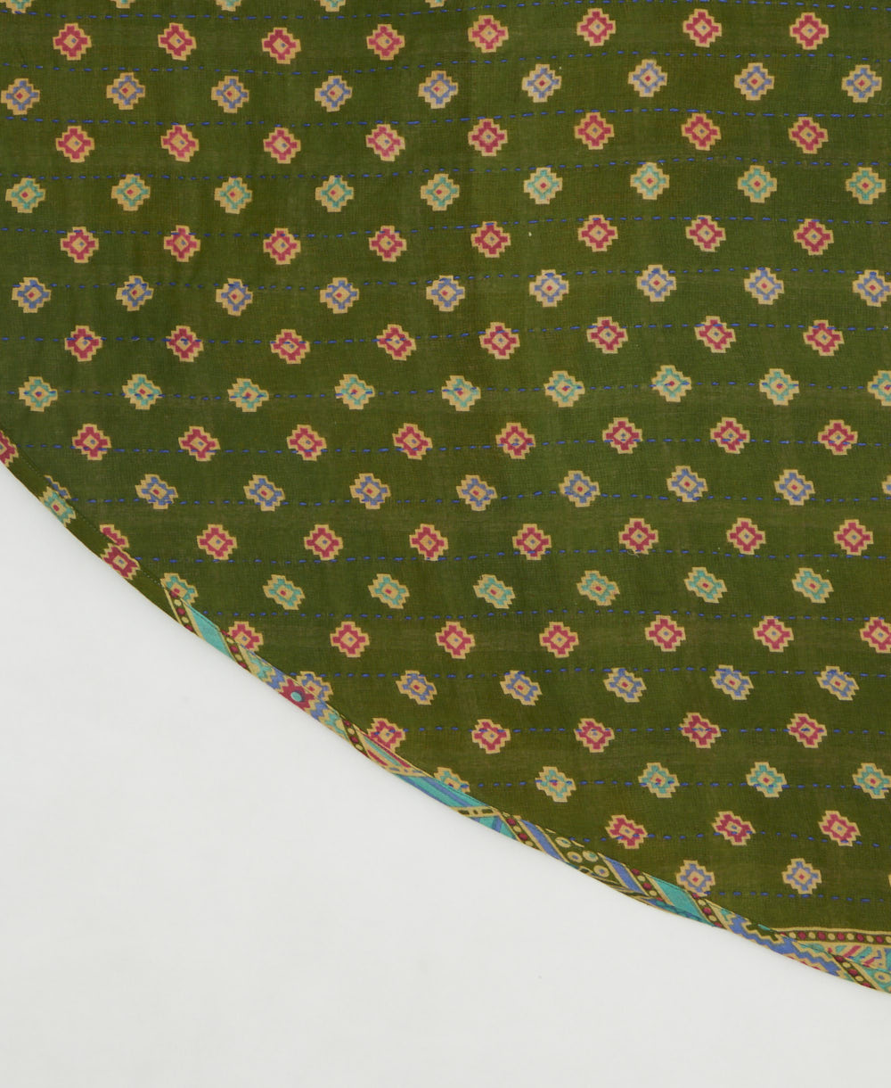 reversible tree skirt made with kantha stitching