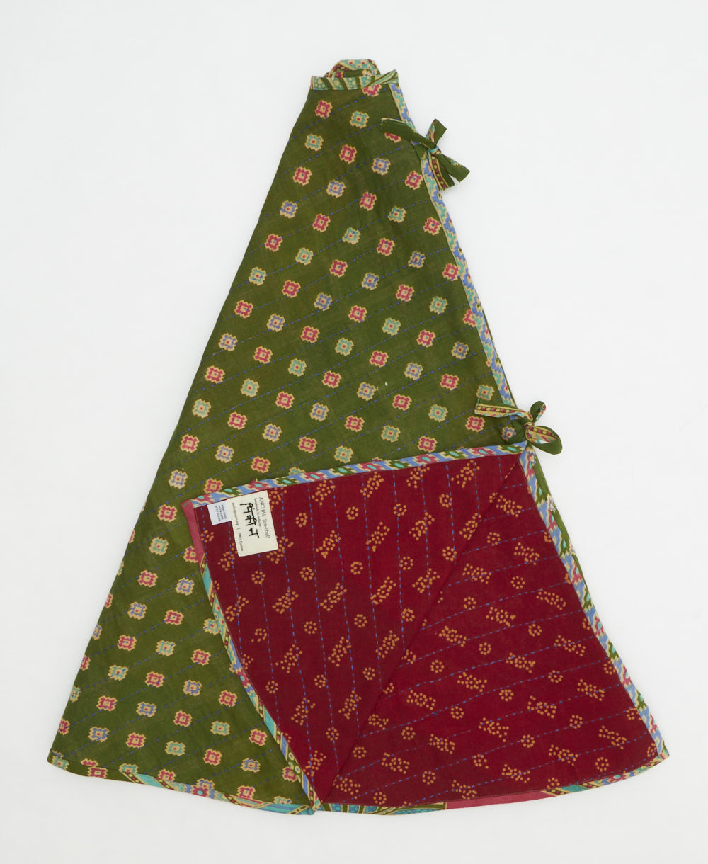 holiday tree skirt made from vintage cotton saris