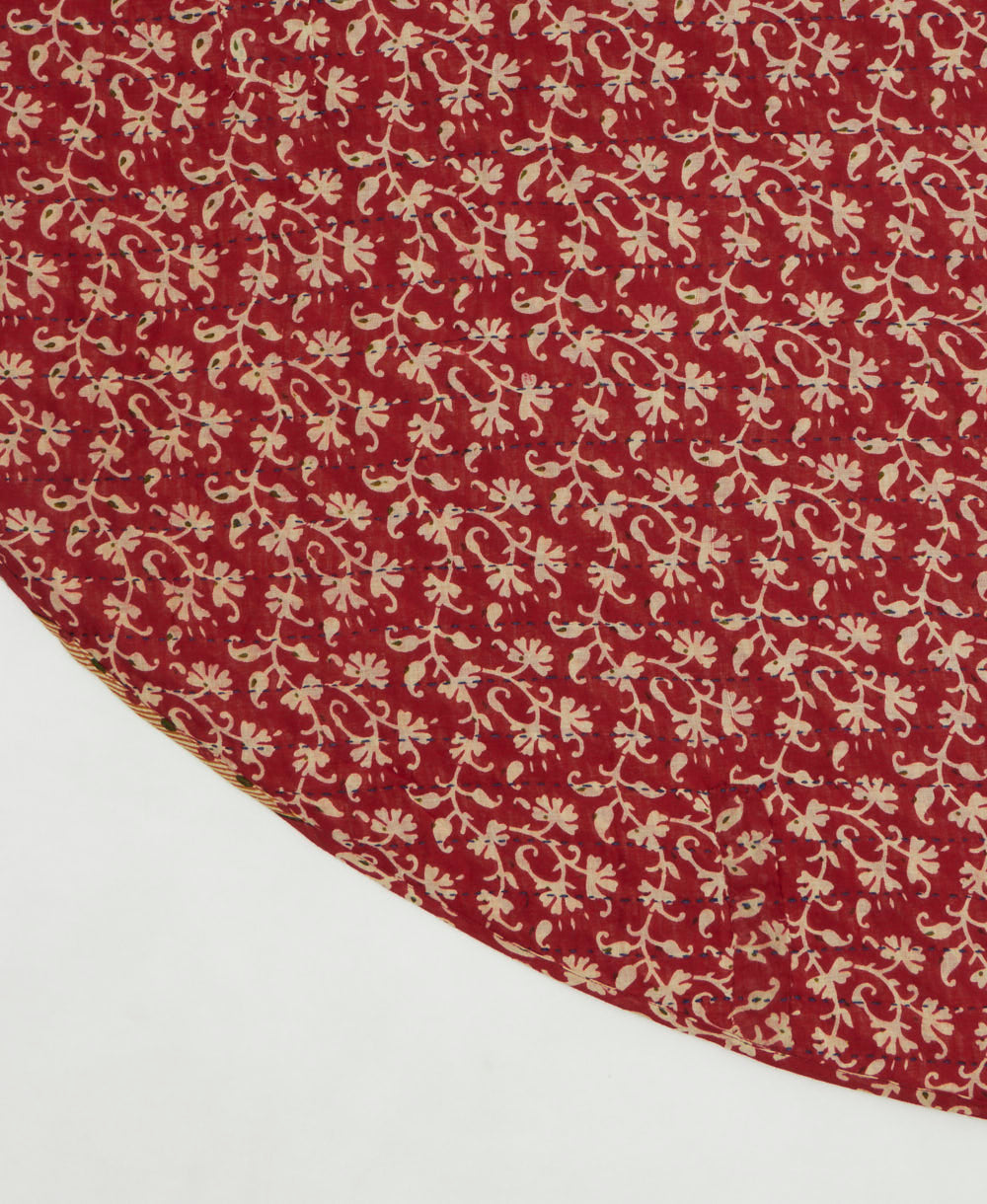 reversible tree skirt made with kantha stitching