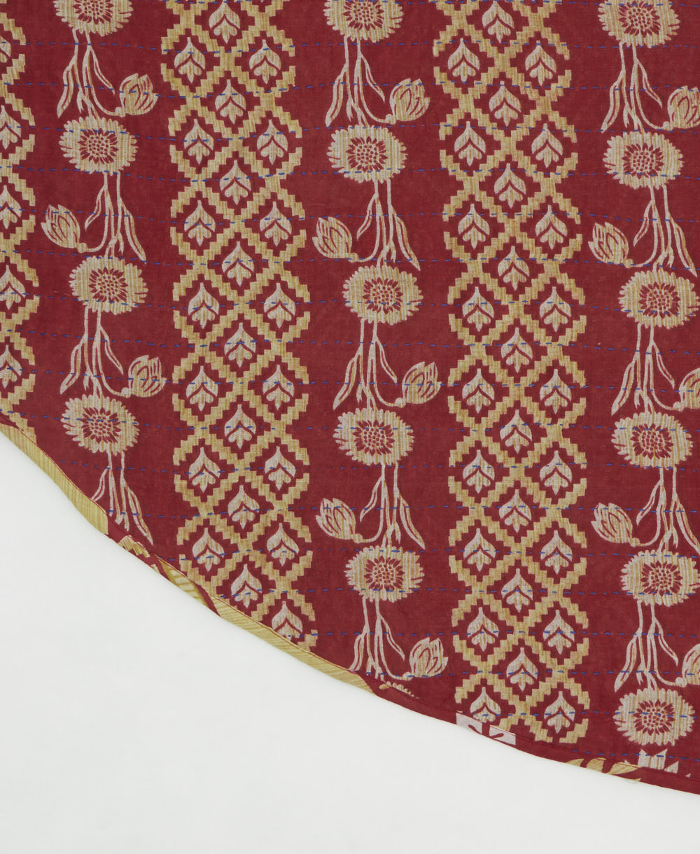 reversible tree skirt made with kantha stitching