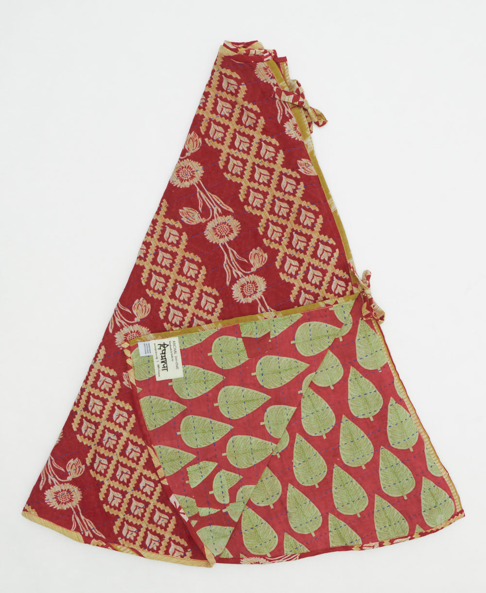 holiday tree skirt made from vintage cotton saris